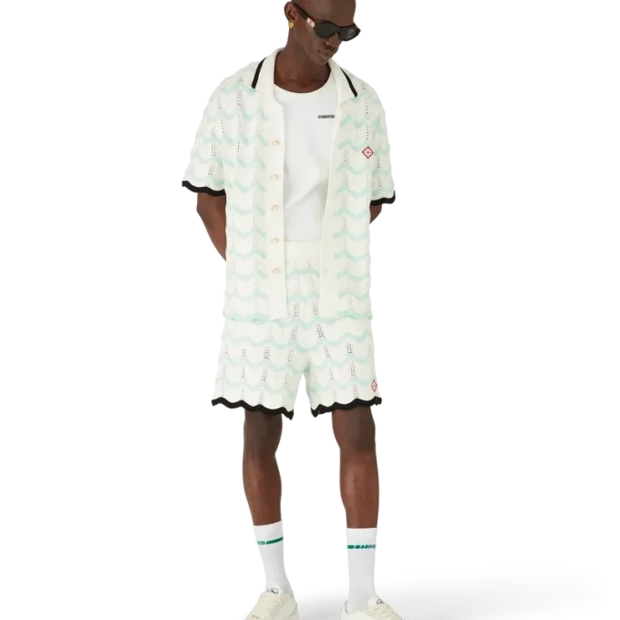 Gradient Wave bomullsshorts med korte ermer