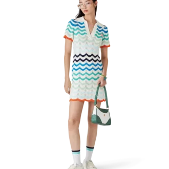 Gradient Wave Crochet Mini Kjole