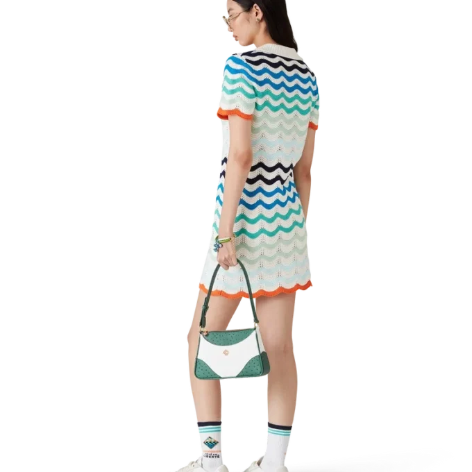 Gradient Wave Crochet Mini Kjole