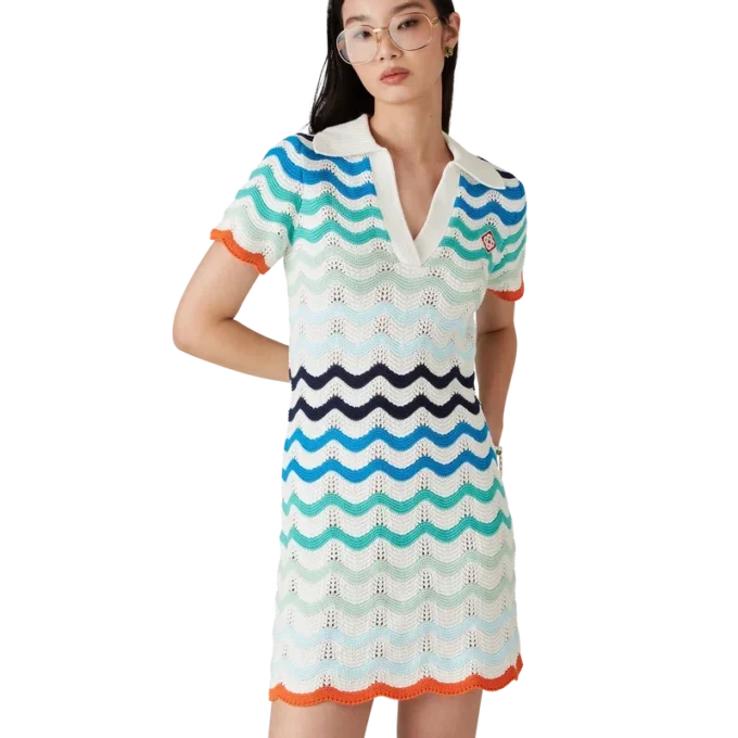 Gradient Wave Crochet Mini Kjole