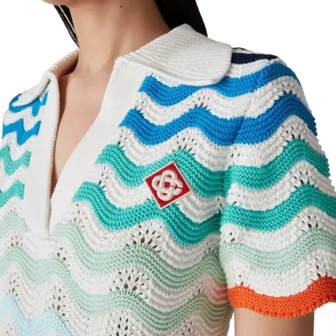 Gradient Wave Crochet Mini Kjole