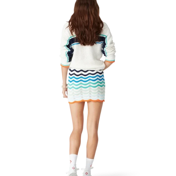 Gradient Wave Crochet Skjørt