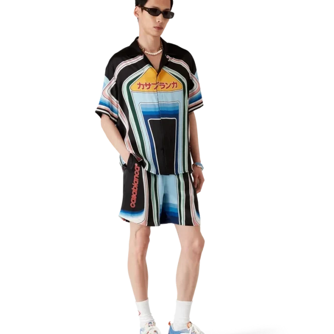 Graphic Mountain silke-Shorts