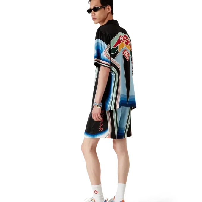 Graphic Mountain silke-Shorts