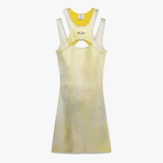 Gul minikjole med folietrykk