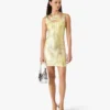 Gul minikjole med folietrykk