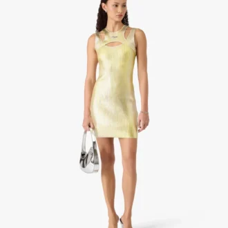 Gul minikjole med folietrykk