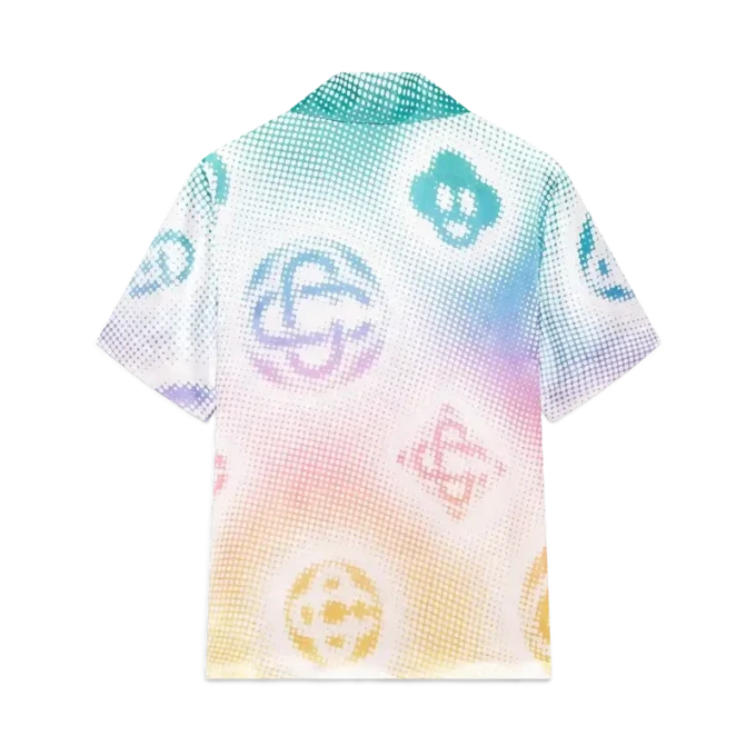 Halftone Logo-skjorte med kubansk krage og korte ermer