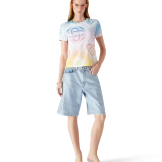 Halftone Logo T-skjorte med kort erme og tettsittende passform på Shorts