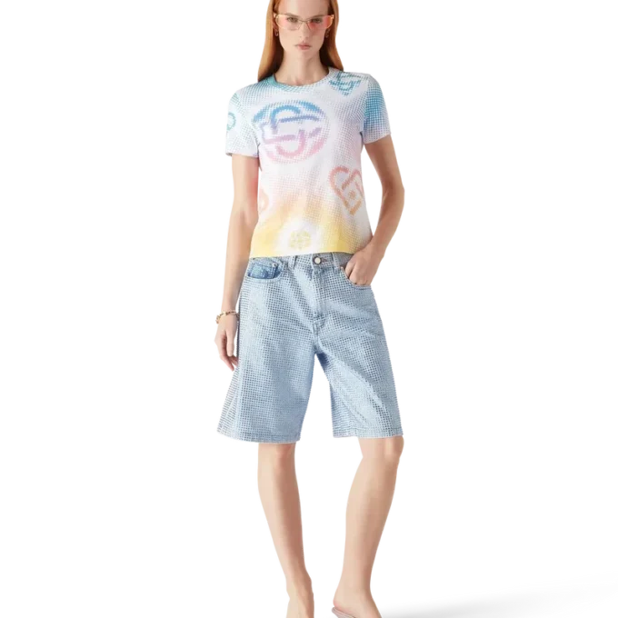 Halftone Logo T-skjorte med kort erme og tettsittende passform på Shorts