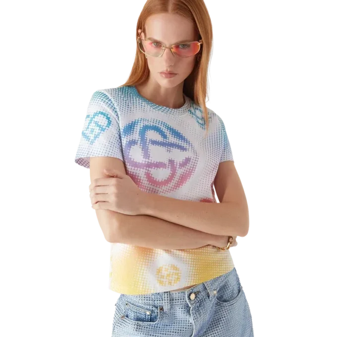 Halftone Logo T-skjorte med kort erme og tettsittende passform på Shorts