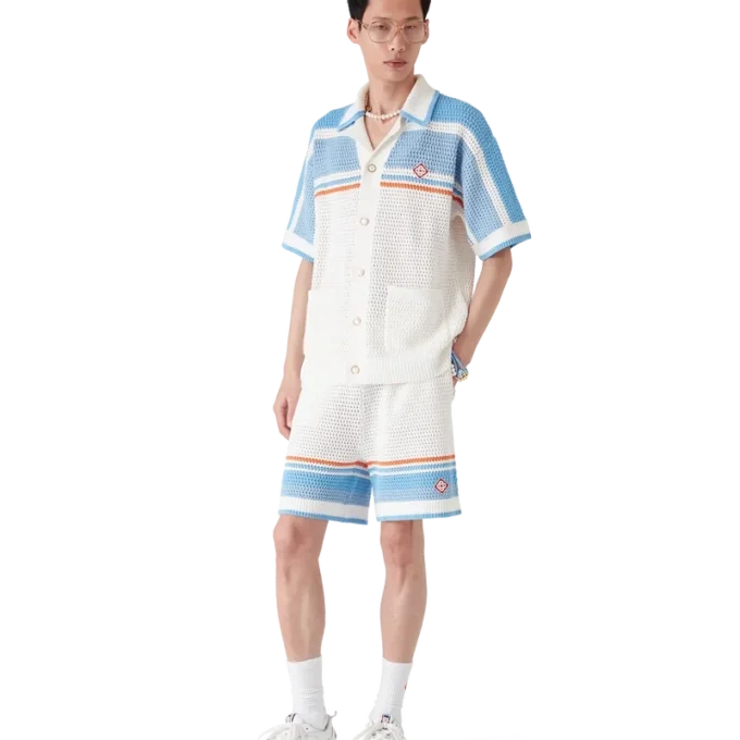 Heklede tennisshorts i bomull