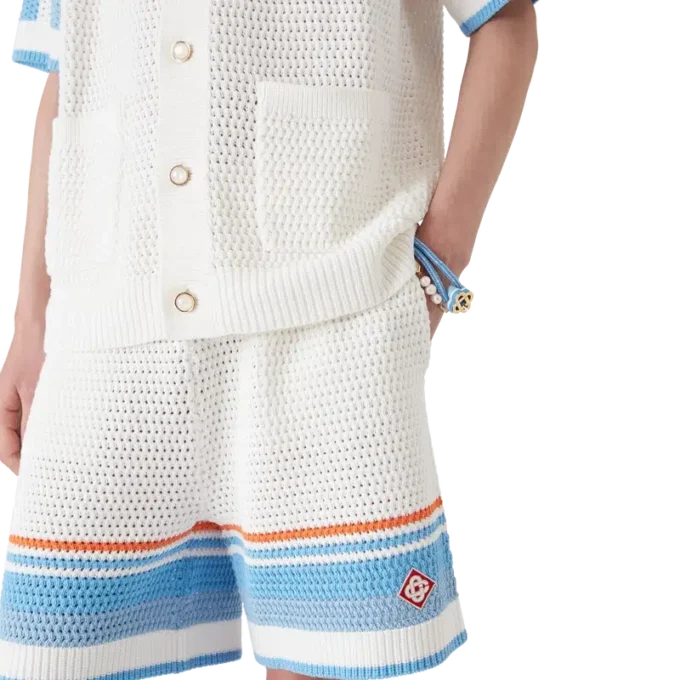 Heklede tennisshorts i bomull