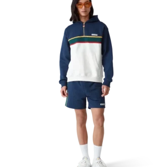 Hettegenser med kvart glidelås i fargeblokker