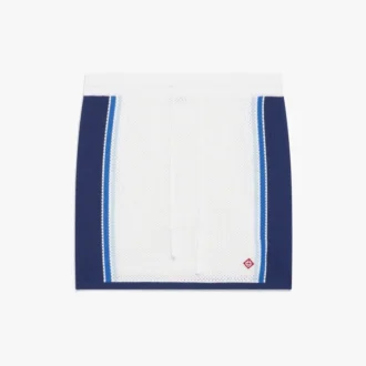 Hvit og blå stripet mesh-miniskjørt Hvit og blå stripet mesh-miniskjørt