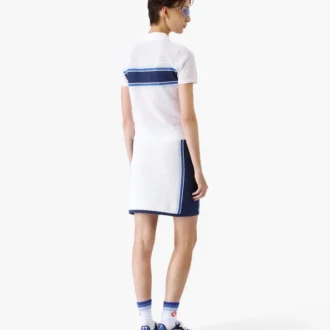 Hvit og blå stripet mesh-top