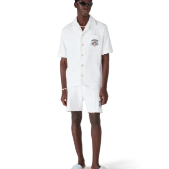 Hvite Monogram-badesandaler for menn