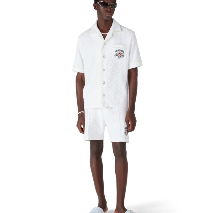 Hvite Monogram-badesandaler for menn