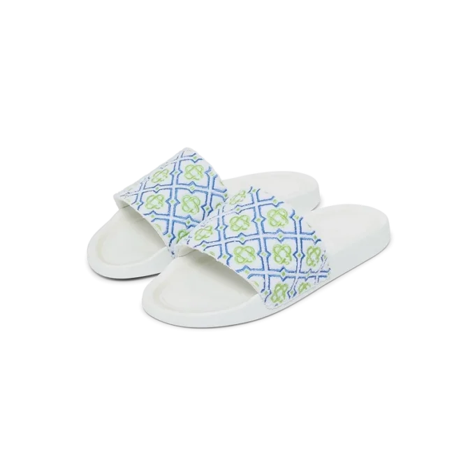 Hvite Monogram-badesandaler for menn