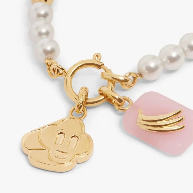 Hvitt og gull Icon Pearl-armbånd