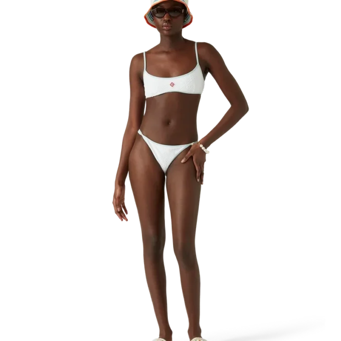 Jacquard-bikini-top med monogram