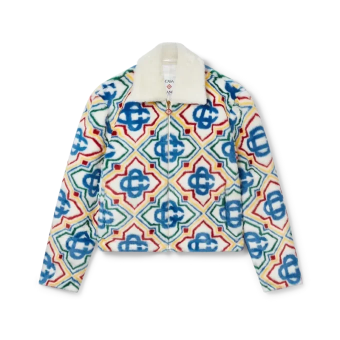 Jacquard-jakke i imitert pels