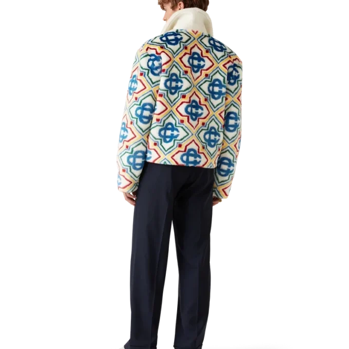 Jacquard-jakke i imitert pels