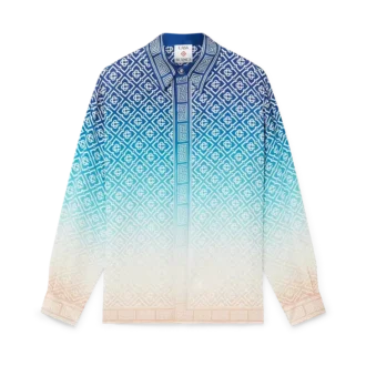 Jacquard-silkeskjorte med langermet og fargeovergang