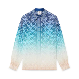 Jacquard-skjorte i silke med fargegradient