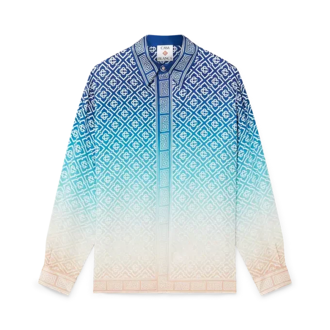 Jacquard-skjorte i silke med fargegradient Jacquard-skjorte i silke med fargegradient