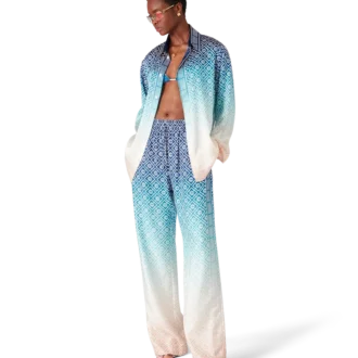 Jacquard-skjorte i silke med fargegradient