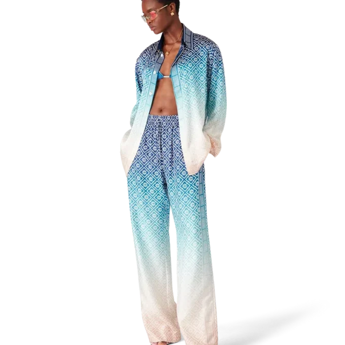 Jacquard-skjorte i silke med fargegradient Jacquard-skjorte i silke med fargegradient