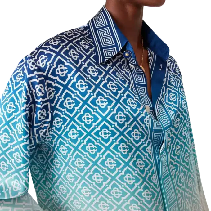 Jacquard-skjorte i silke med fargegradient Jacquard-skjorte i silke med fargegradient