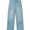 Jeans med brodert motiv
