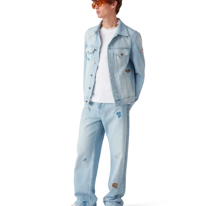 Jeans med brodert motiv