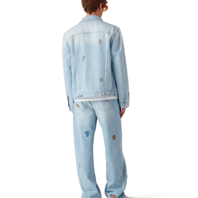 Jeans med brodert motiv