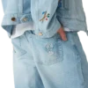 Jeans med brodert motiv