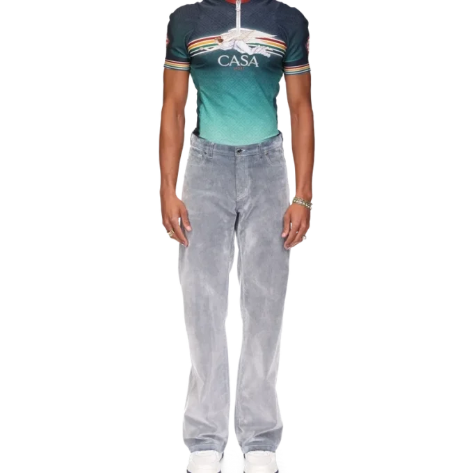 Jeans med ferskenaktig tekstur