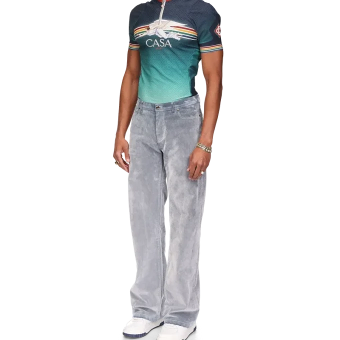 Jeans med ferskenaktig tekstur