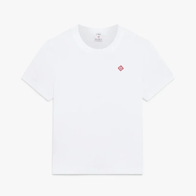 Klassisk T-skjorte med brodert merke og korte ermer