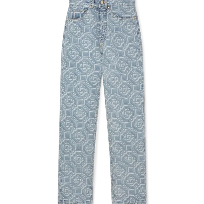 Klassiske monogram-blekede denimbukser