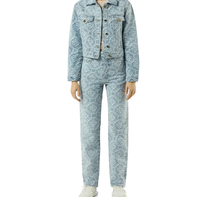 Klassiske monogram-blekede denimbukser