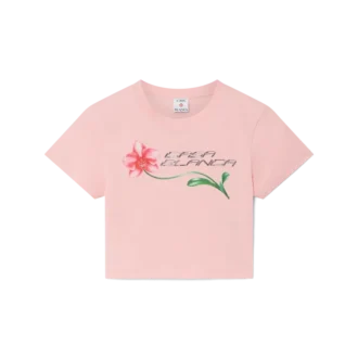 Kort baby-T-skjorte med orkidé-logo