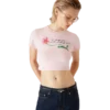 Kort baby-T-skjorte med orkidé-logo