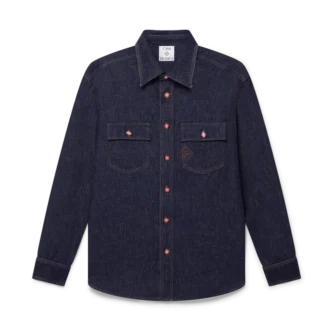 Kortærmet denimshort med brodert logo