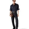 Kortærmet denimshort med brodert logo
