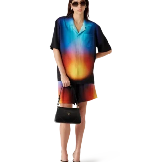 Kortærmet skjorte i silke med gradient