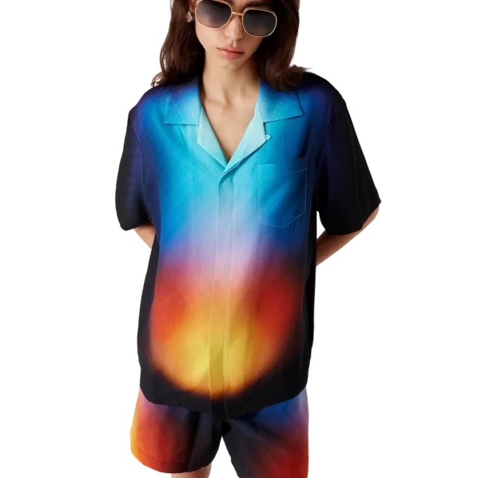 Kortærmet skjorte i silke med gradient Kortærmet skjorte i silke med gradient