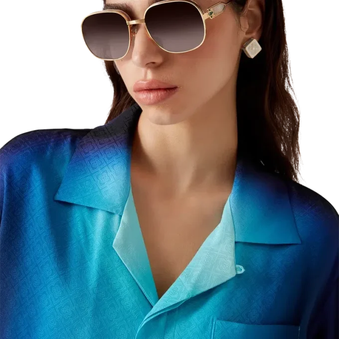 Kortærmet skjorte i silke med gradient Kortærmet skjorte i silke med gradient