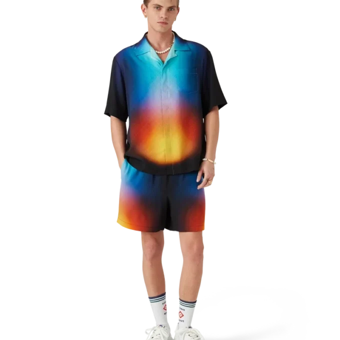 Kortærmet skjorte i silke med gradient Kortærmet skjorte i silke med gradient